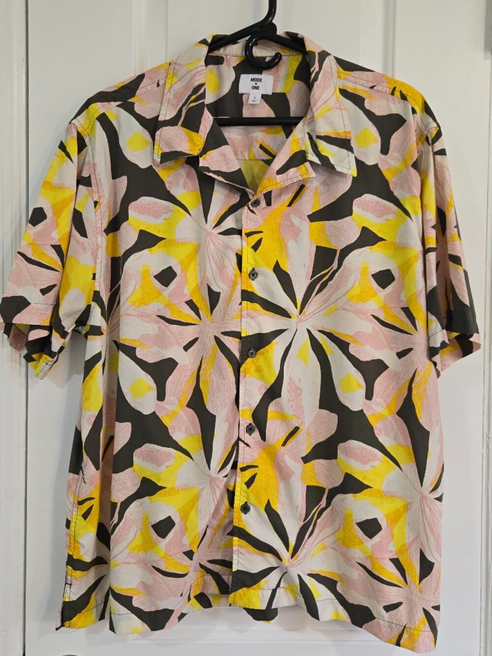 Mode of One Tropical Camp Collar Shirt Men's Large Floral Resort Button Up